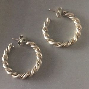Vintage silver and gold trim earrings from Mexico